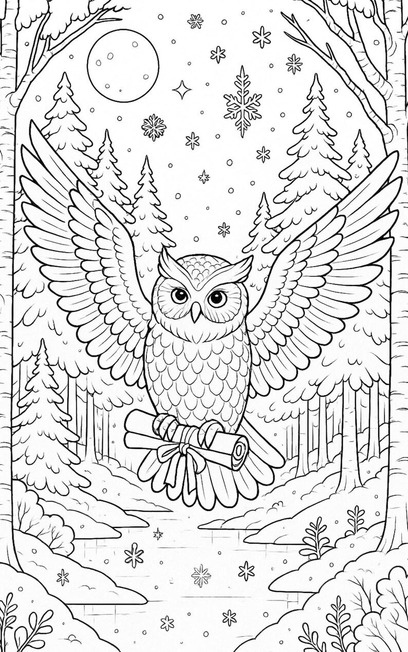 Fantasy Winter Coloring Pages | Fairies, Dragons, Castles (digital ...