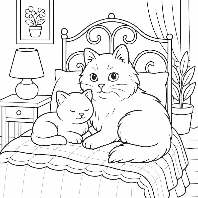 Cozy Cats Coloring Book: 27 Printable Pages for Cat Lovers (PDF Download) image 20