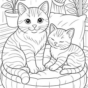 Cozy Cats Coloring Book: 27 Printable Pages for Cat Lovers (PDF Download) image 15