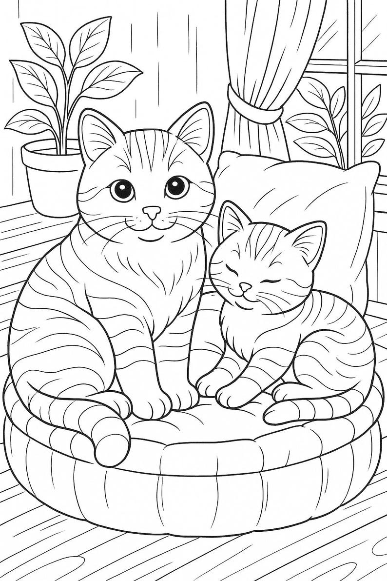 Cozy Cats Coloring Book: 27 Printable Pages for Cat Lovers (PDF Download) image 15