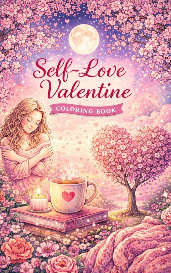Self-Love Valentine Book | Cozy Adult Pages for Relaxation & Self Care | Digital Download