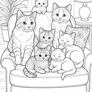 Cozy Cats Coloring Book: 27 Printable Pages for Cat Lovers (PDF Download) image 11