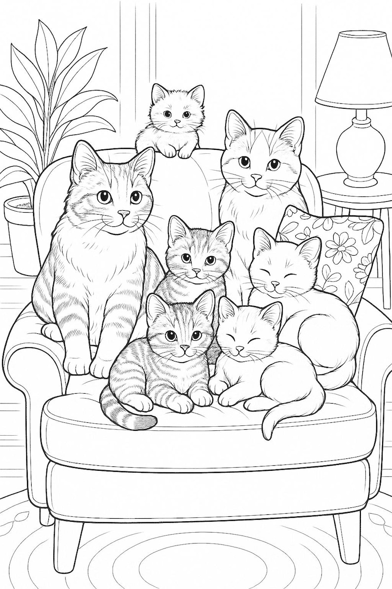 Cozy Cats Coloring Book: 27 Printable Pages for Cat Lovers (PDF Download) image 11
