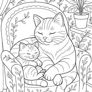 Cozy Cats Coloring Book: 27 Printable Pages for Cat Lovers (PDF Download) image 19