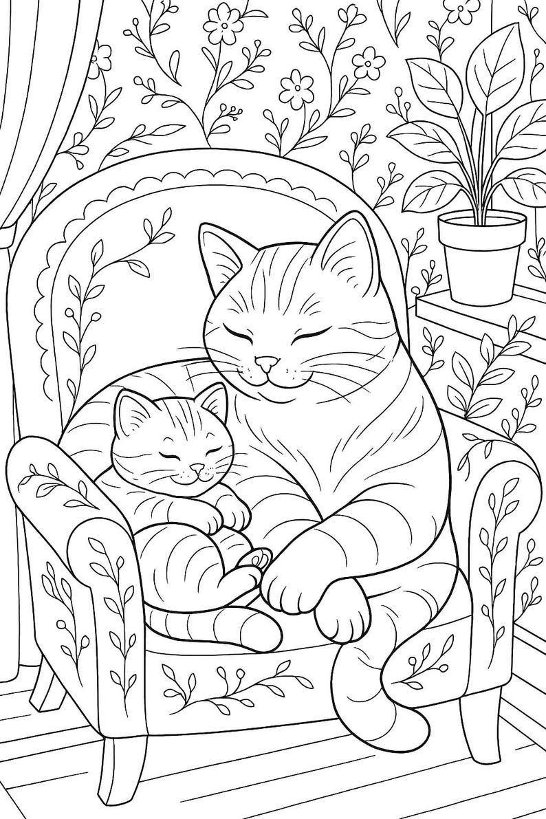 Cozy Cats Coloring Book: 27 Printable Pages for Cat Lovers (PDF Download) image 19