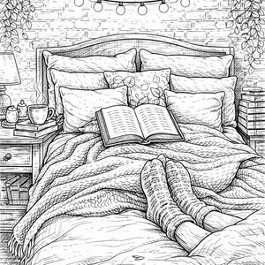 Cozy Bookshop & Library Coloring Pages for Adults | Book Lover Gift ...