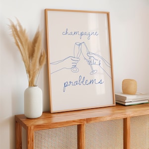 Carteles de problemas de champán, letrero de bebida exclusivo, cartel de cóctel, carrito de bar, impresiones, regalo, decoración de dormitorio de élite costera, impresión digital, descarga