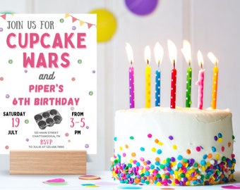 Cupcake Wars Birthday | Baking Party | Template Editable | Girl's Birthday