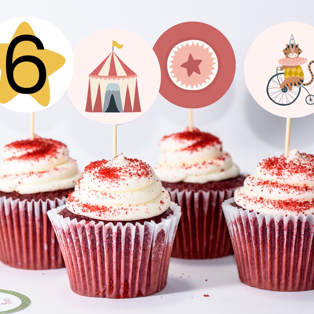 Printable Circus Cupcake Toppers Circus Tent, Circus Animals Birthday ...