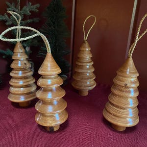 Hand Turned Tree Ornaments (Maple)  (set of 4)