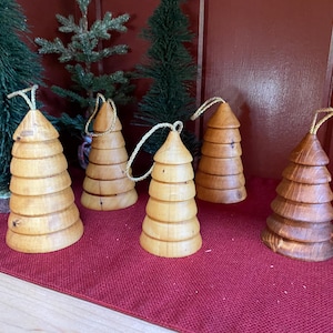 Hand turned Pine tree ornaments (set of 5)