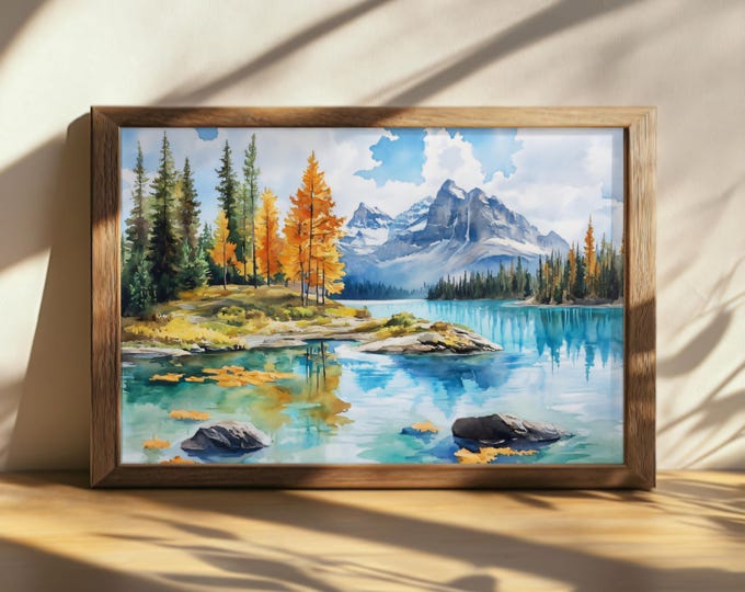 Canadian Landscape Painting Prints, Set of 2 Lake Island Wall Art ...