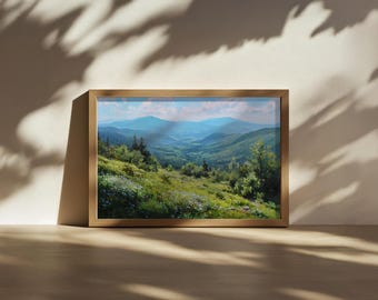 White Mountains National Forest Painting, Appalachian Trail Wall Art, New Hampshire Spring Wildflower Artwork, Alpine Nature Landscape Print