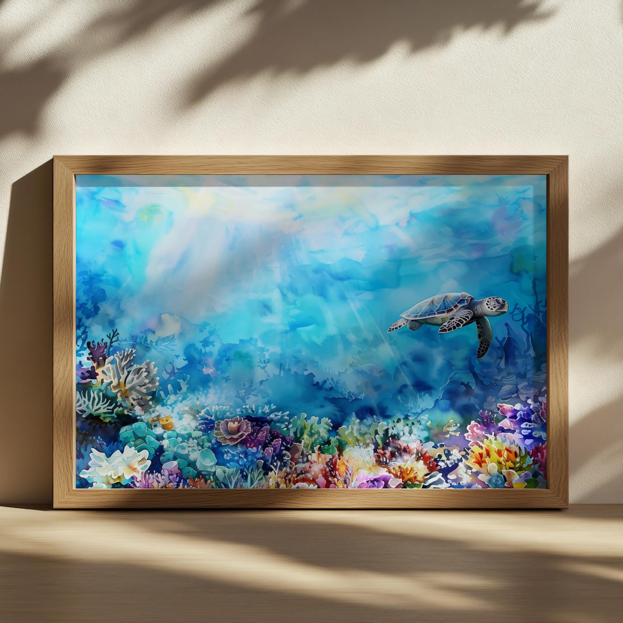 グレートバリアリーフの絵画、ウミガメの壁掛けアート、オーストラリア