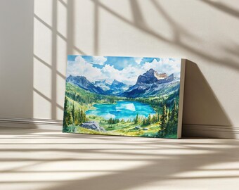 Lake O'Hara Canvas, Yoho National Park Wall Art, Canada Summer Turquoise Water Artwork, British Columbia Rockies Mountain Forest Painting