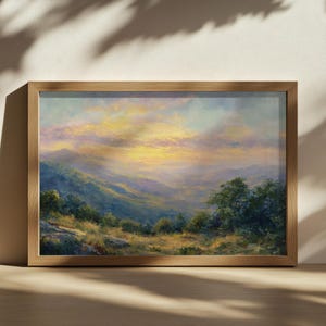 Shenandoah National Park Painting, Blue Ridge Range Wall Art, Virginia Summer Mountain Art, Appalachian Forest Sunset Nature Landscape Print