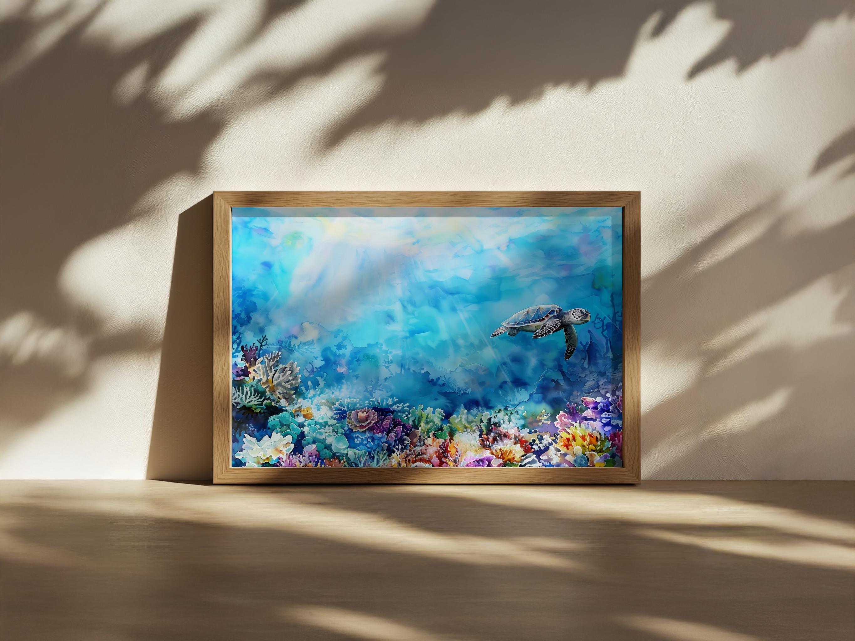 グレートバリアリーフの絵画、ウミガメの壁掛けアート、オーストラリア