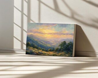 Shenandoah National Park Canvas, Blue Ridge Range Wall Art, Virginia Summer Mountain Art Print, Appalachian Forest Sunset Landscape Painting