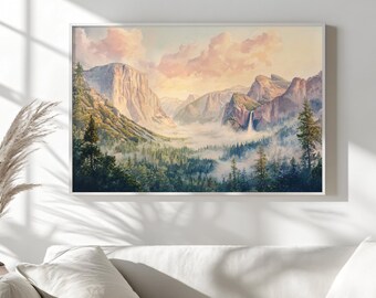 ヨセミテ国立公園の絵画、トンネルビューの日の出ウォールアート