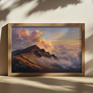 Haleakala Nationalpark Malerei, Hawaii Vulkan Natur Wandkunst, Maui Berge Meer Wolke Sonnenaufgang, Hawaiianische Vulkan Sommer Landschaft Druck
