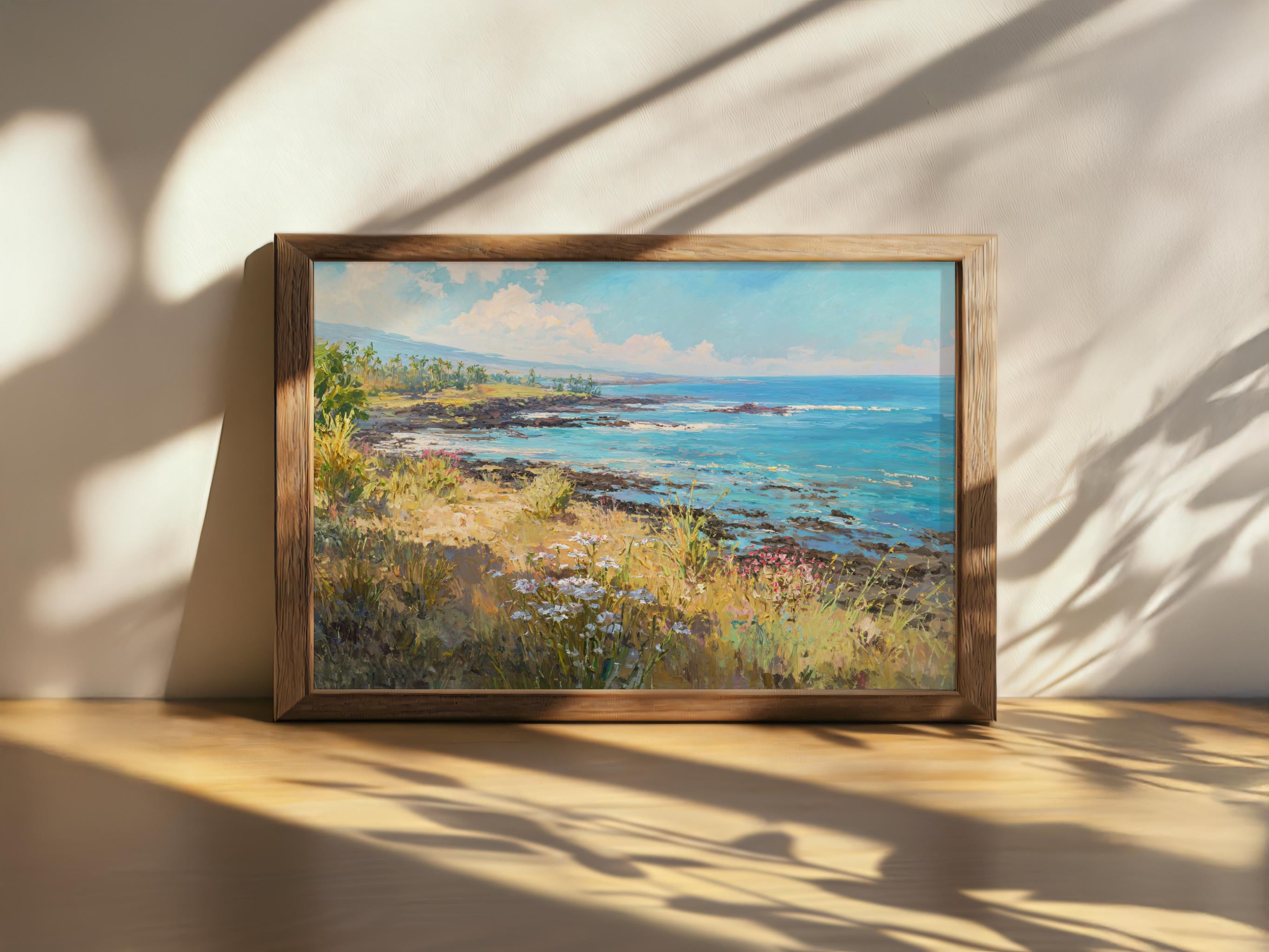 Printable Big Island Painting, Kailua Kona Ocean Wall Art, Hawaii