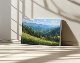 Great Smoky Mountains National Park Canvas, North Carolina Blue Ridge Wall Art, Tennessee Spring Wildflower Art, Appalachian Forest Painting