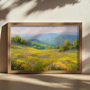 Shenandoah National Park Painting, Blue Ridge Mountain Wall Art, Virginia Spring Wildflower Art, Appalachian Forest Nature Landscape Print
