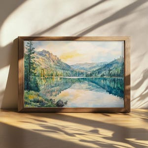 Printable Bear Lake Reflection Painting, Rocky Mountain National Park Wall Art, Colorado Summer Sunrise Artwork, Forest Nature Landscape Art