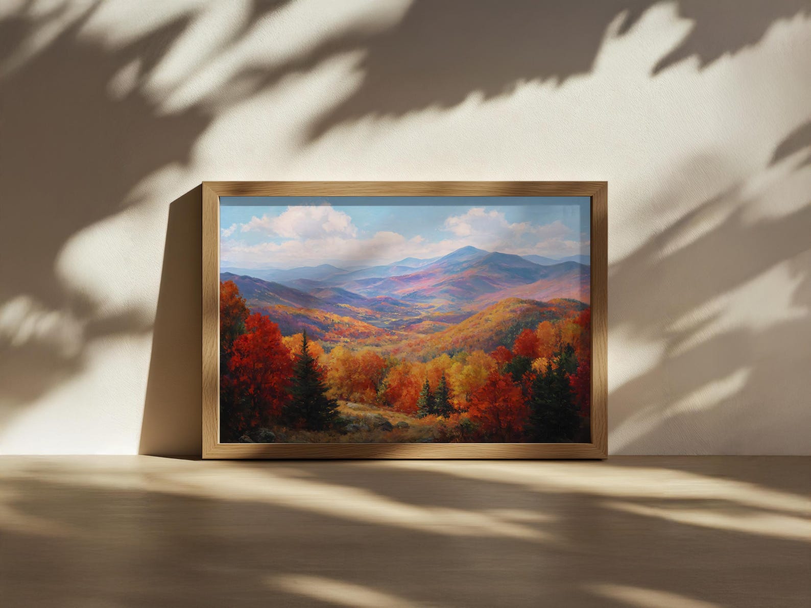 White Mountains National Forest Painting, Appalachian Mountain Trail Wall Art, New Hampshire Autumn Art, Fall Foliage Nature Landscape Print - 36″ x 24″
