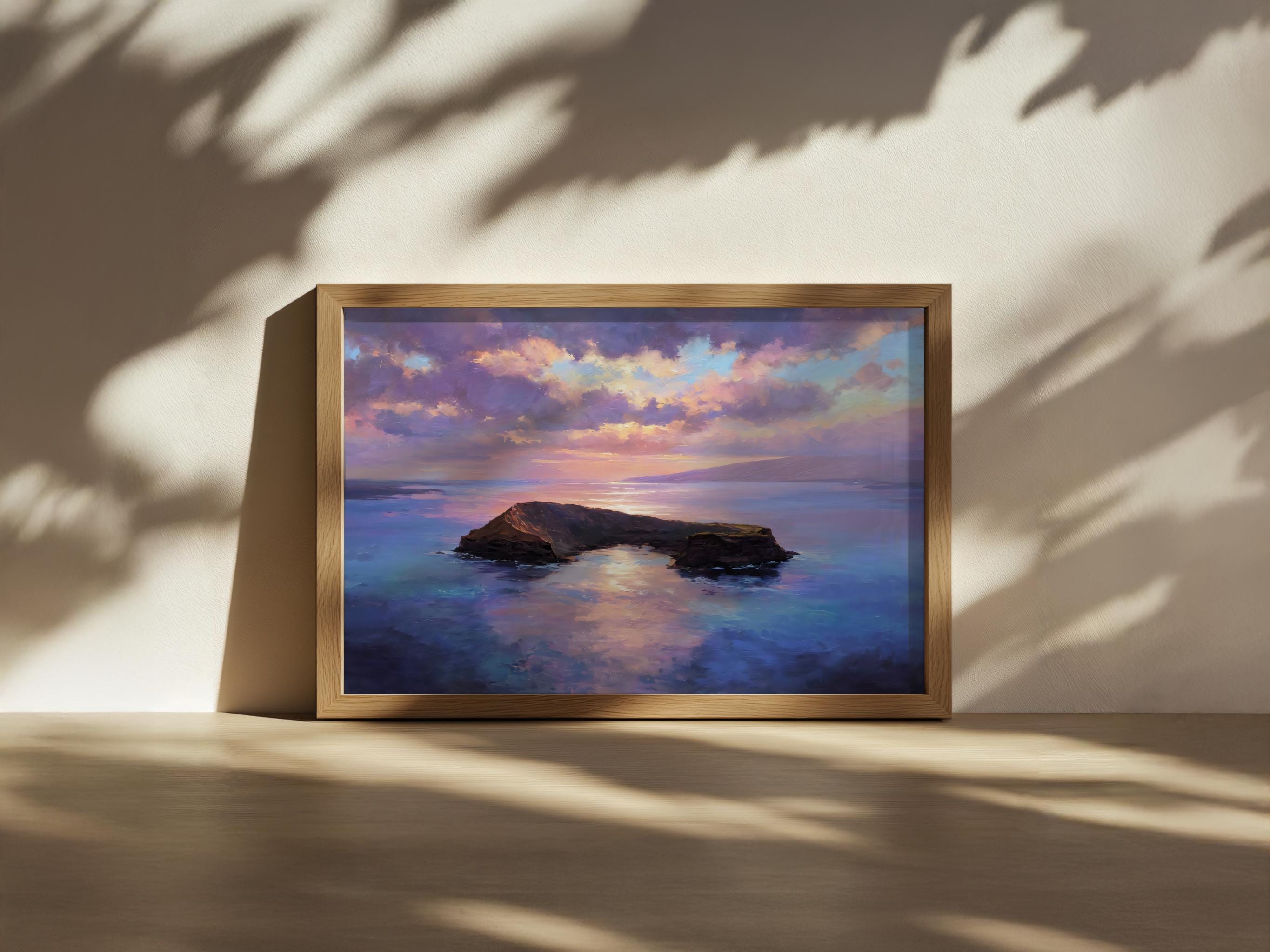 モロキニ・クレーターの絵画、マウイ島の太平洋の海景壁画、ハワイの
