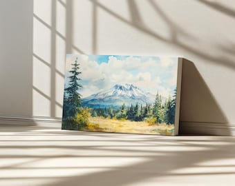 Mount Saint Helens Leinwand, Kaskadenkette Wandkunst, Washington Sommer Vulkan Kunstdruck, pazifischer Nordwesten Bergwald Landschaftsmalerei