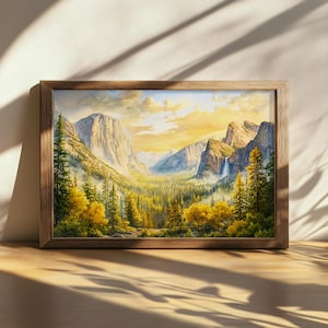 Druckbare Yosemite Nationalpark Sonnenuntergang Malerei, Kalifornien Tunnel Blick Wandkunst, Schöne Wolke Leinwand, Half Dome Bergwald Kunstwerk