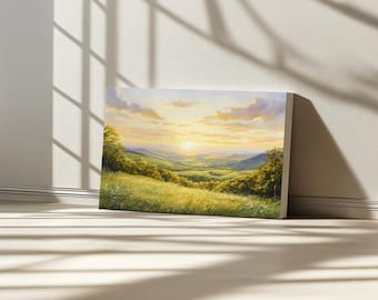 Shenandoah National Park Canvas, Blue Ridge Mountain Wall Art, Virginia Summer Big Meadows Art, Appalachian Range Sunset Landscape Painting