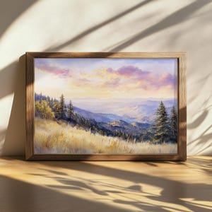 Peinture imprimable Sequoia National Park Sunrise, art mural séquoias de Californie, belle toile nuage, oeuvre d'art de la forêt de Kings Canyon
