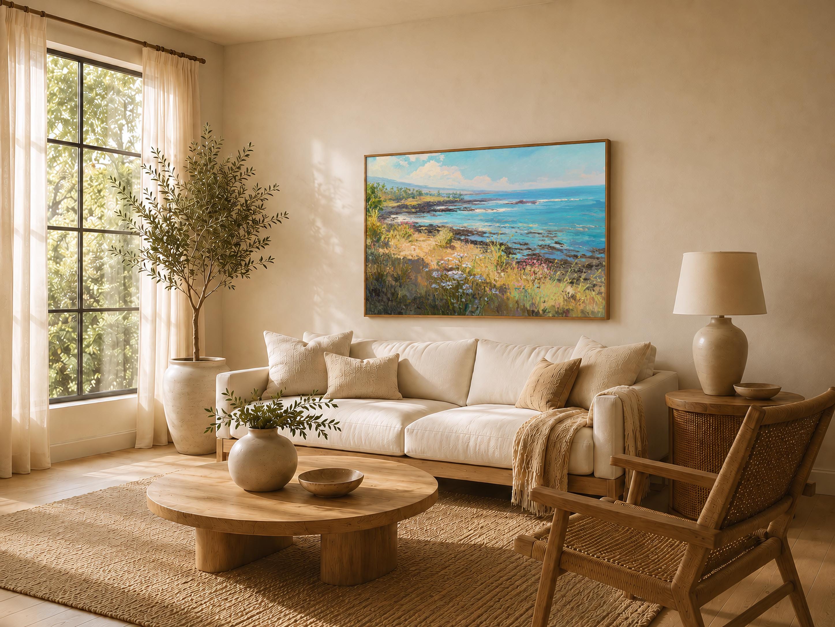 Printable Big Island Painting, Kailua Kona Ocean Wall Art, Hawaii