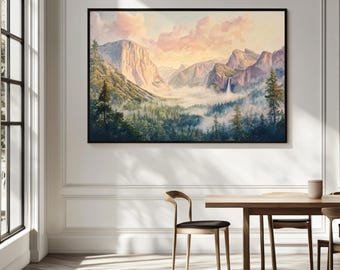 ヨセミテ国立公園の絵画（印刷可能）、トンネルビューの日の出ウォール