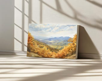 Shenandoah National Park Canvas, Blue Ridge Mountain Wall Art, Virginia Autumn Fall Foliage Print, Appalachian Range Forest Nature Painting