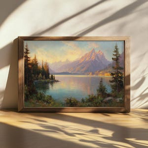Druckbare Jenny See Wandbild, Grand Teton Nationalpark Wandkunst, Wyoming Sommer Sonnenaufgang Reflexionskunst, Gebirgskette Wald Naturdruck