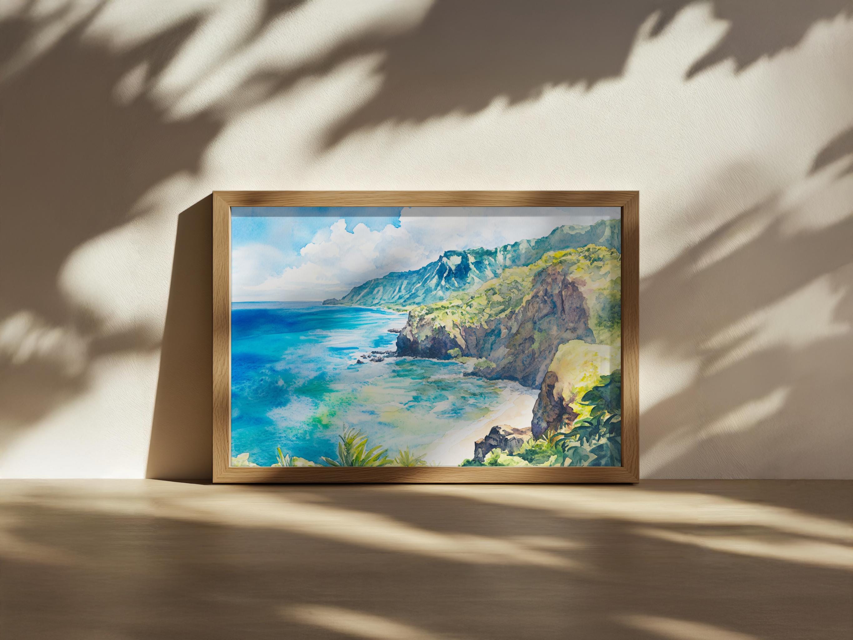 マウイ島の海岸沿いの絵画、キヘイのターコイズブルーの海岸のウォール