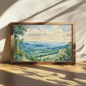 Printable Shenandoah National Park Painting, Blue Ridge Mountain Wall Art, Virginia Appalachian Mountain Art, Summer Forest Nature Landscape