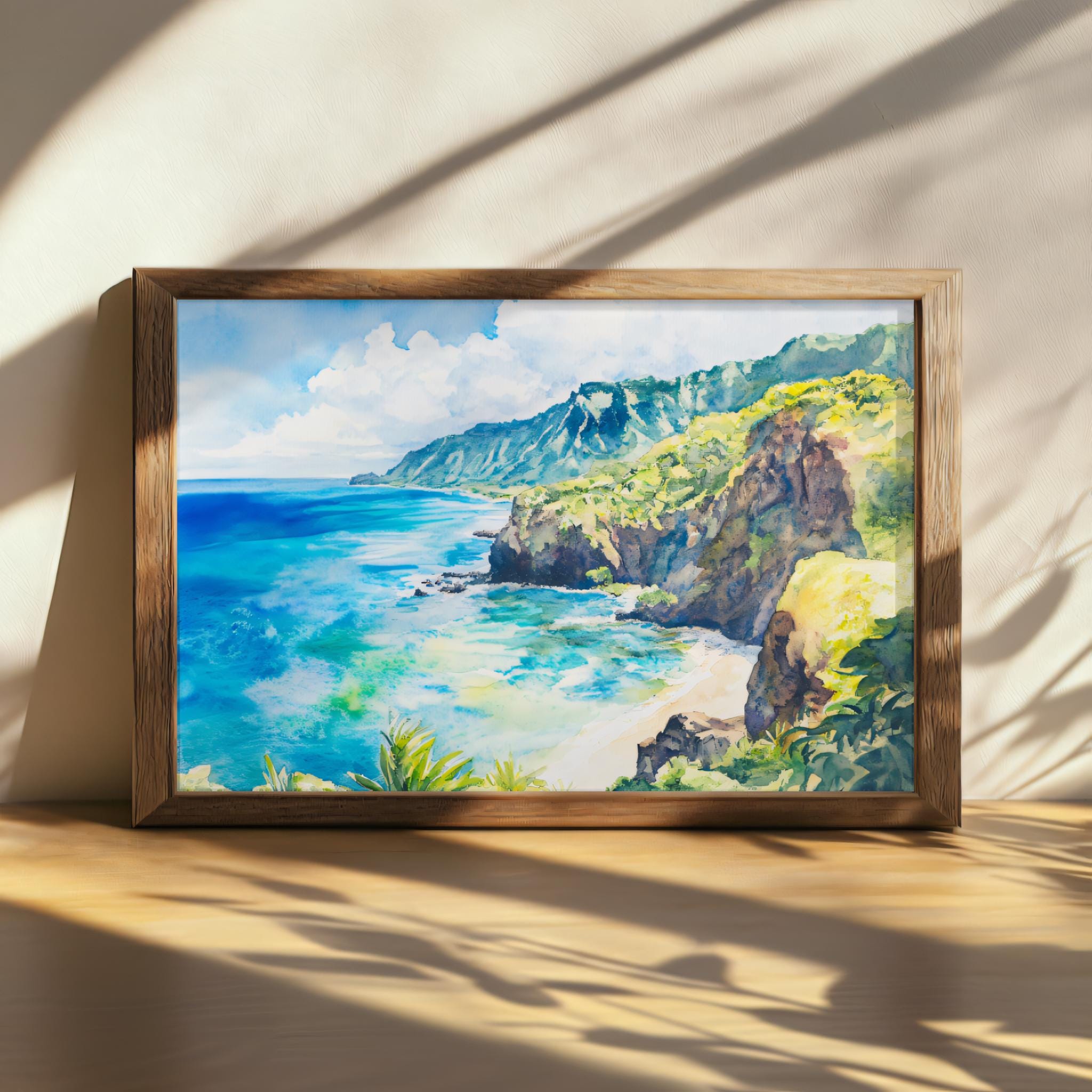 マウイ島の海岸沿いの絵画、キヘイのターコイズブルーの海岸のウォール