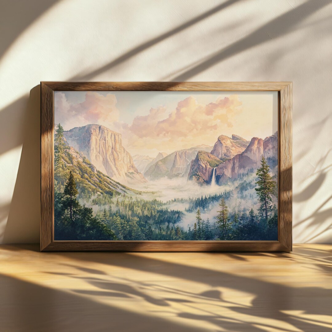 絵画　油絵　白河　南湖　ミニ美 ヨセミテ国立公園の絵画、トンネルビューの日の出ウォールアート