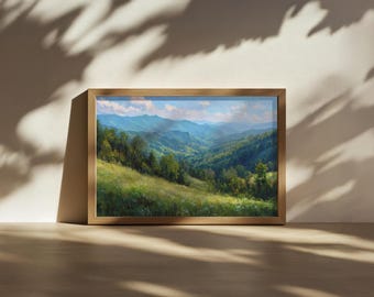 Great Smoky Mountains National Park Painting, North Carolina Blue Ridge Wall Art, Tennessee Spring Wildflower Art,  Appalachian Forest Print