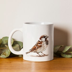 Sparrow Serenity Mug, Nature Coffee Mug, Graceful Sparrow Tea Cup, Natures Song Mug, Sparrow Lover Gift