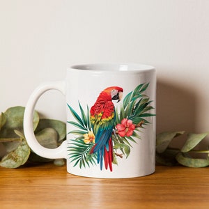 Tropical Parrot Mug, Nature Coffee Mug, Vibrant Parrot Tea Cup, Natures Canopy Mug, Parrot Lover Gift