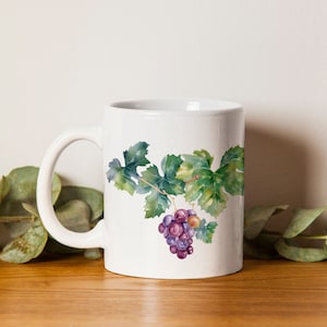 Grape Vine Mug, Elegant Coffee Mug, Grape Plant Tea Cup, Nature Mug, Plant Lover Gift, Wine Lover Gift