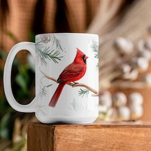 Winter Cardinals Becher, Natur Kaffeebecher, Festliche Kardinal Teetasse, Natur Urlaub Becher, Winter Vogel Liebhaber Geschenk, Weihnachtszeit Geschenk