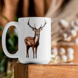 Majestic Deer Mug, Nature Coffee Mug, Enchanting Antler Tea Cup, Natures Majesty Mug, Deer Lover Gift