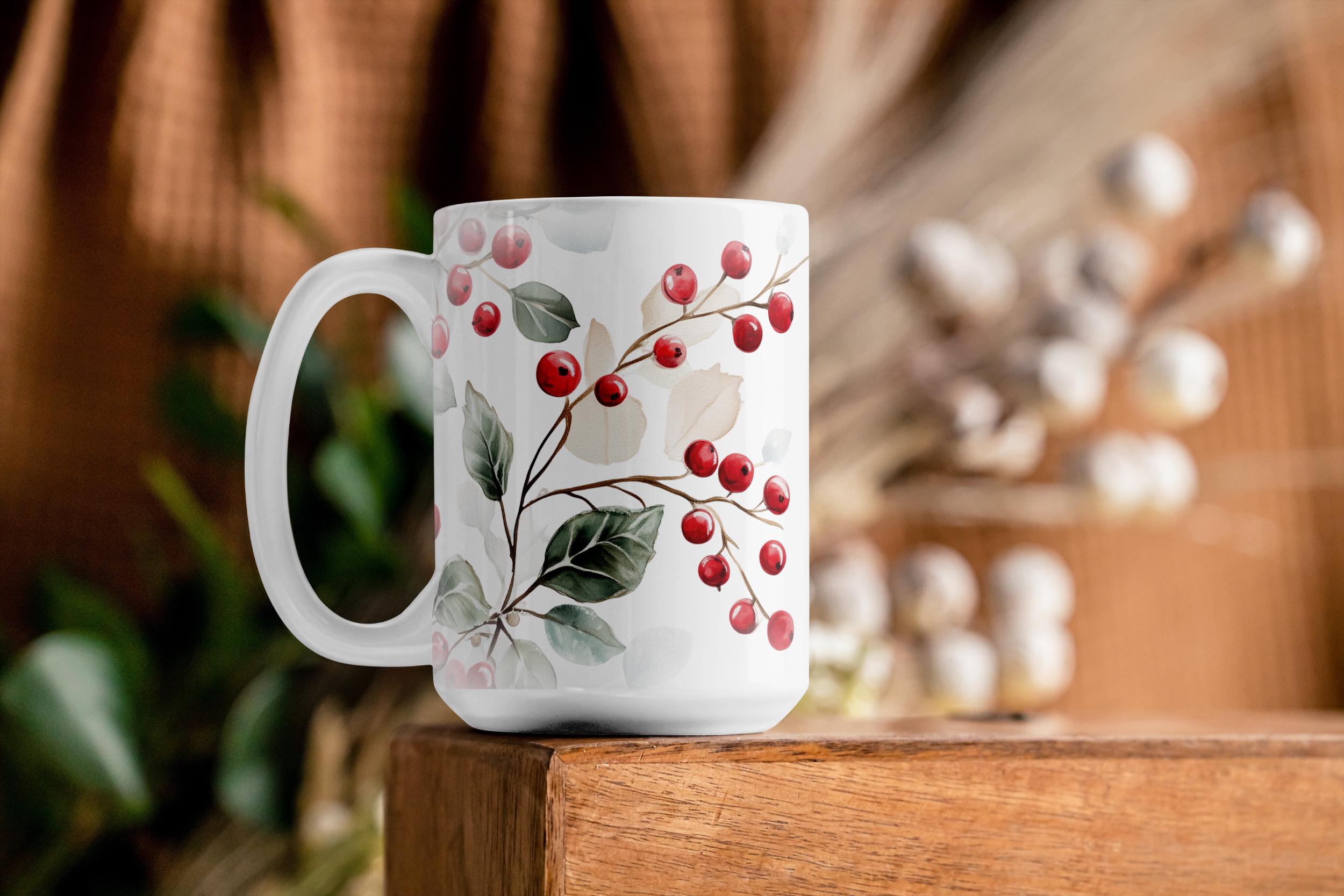 New Fine Bone China Coffee Mug - Wild Berry & Animal Print - 415ml