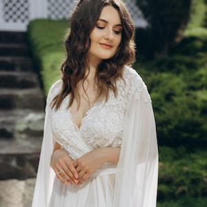 Ivory sheer boudoir robe, transparent maxi bridal robes, long sleeve lace robe, chiffon bride robes, boudoir robe set, wedding party robe